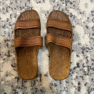Pali Hawaii Tan Textured Slide Sandals